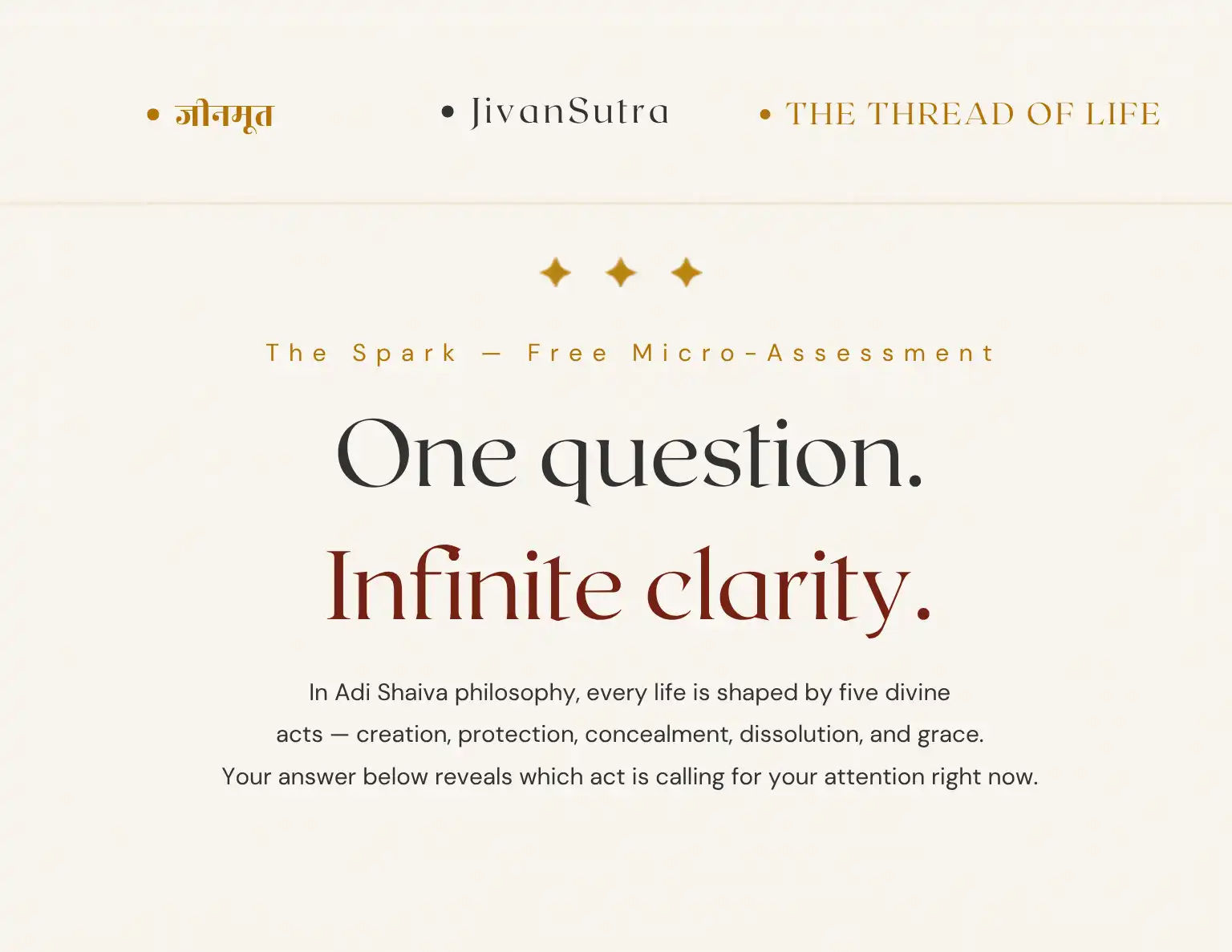 One question Infinite clarity.